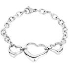 West Coast Jewelry Elya Stainless Steel Three Open Hearts Charm Bracelet, Girl's,