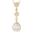 Journee Collection 10 3/4 Ct. T.w. Pear Cut Cz Basket Set Drop Design Necklace In Brass - Gold