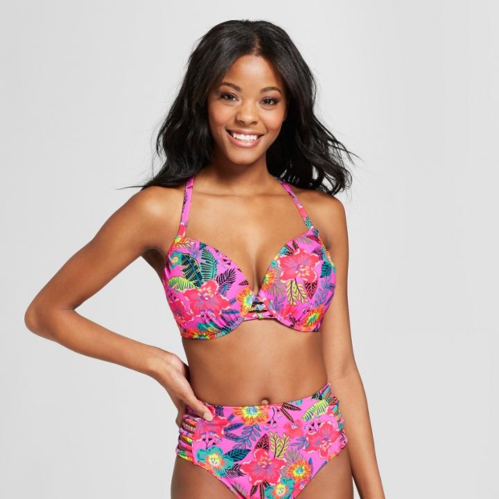 Women's Strappy Push-up Underwire Bikini Top - Xhilaration Pink D/dd Cup