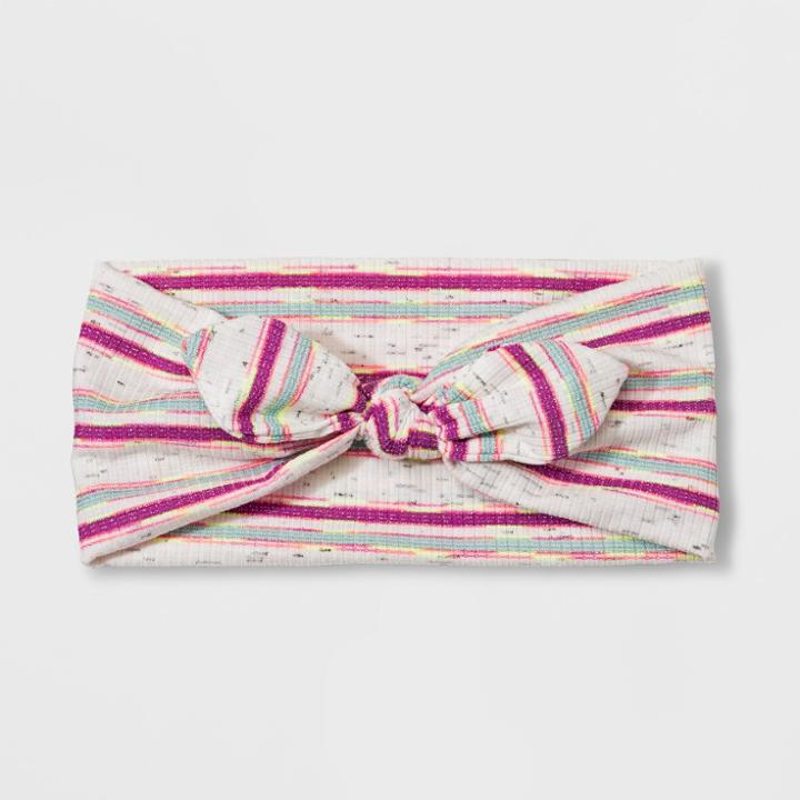 Cat & Jack Girls' Knot Bow Striped Headwrap,