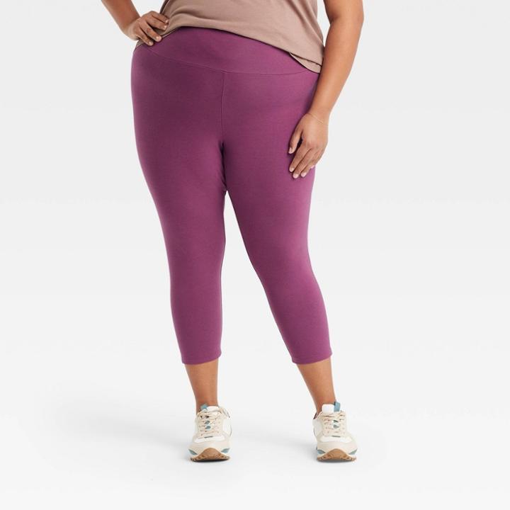 Women's Plus Size High-waisted Capri Leggings - Ava & Viv Purple X