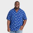 Men's Big & Tall Camp Collared Short Sleeve Button-down Shirt - Goodfellow & Co Blue