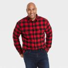 Men's Tall Plaid Standard Fit Long Sleeve Button-down Shirt - Goodfellow & Co Red/plaid
