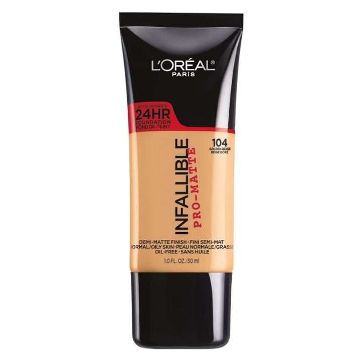 L'oreal Paris Infallible Pro-matte Foundation 104 Golden Beige 1 Fl Oz, Adult Unisex, Golden Beige