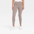 Women's High Waisted Stash Pocket Leggings - A New Day Taupe