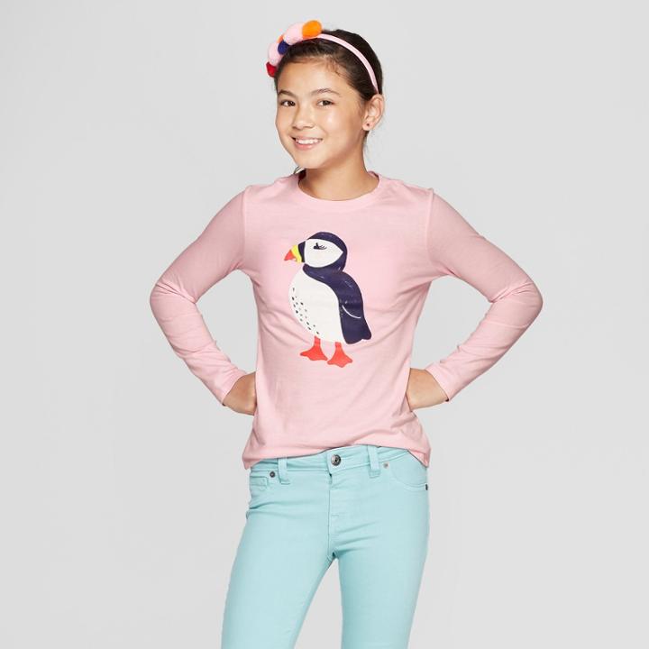 Girls' Long Sleeve Puffin Graphic T-shirt - Cat & Jack