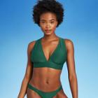 Juniors' Textured Tall Triangle Bikini Top - Xhilaration Green Palm D/dd Cup