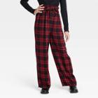 Girls' Paperbag Waist Pants - Art Class Red/black Plaid
