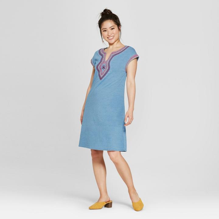 Women's Embroidered Shift Dress - Spenser Jeremy - Medium Wash