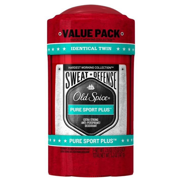 Old Spice Hardest Working Collection Sweat Defense Antiperspirant And Deodorant Pure Sport Plus Twin Pack