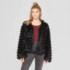Women's Fringe Faux Fur Jacket - Xhilaration Black