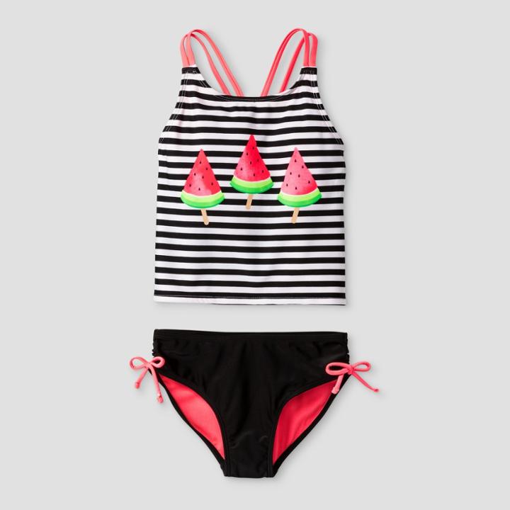 Girls' Tankini Watermelon Stripe - Cat & Jack Black