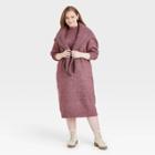 Women's Plus Size Balloon Long Sleeve Cable Sweater Dress - Universal Thread Purple