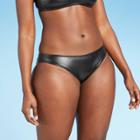 Juniors' Faux Leather Look Cheeky Bikini Bottom - Xhilaration Black