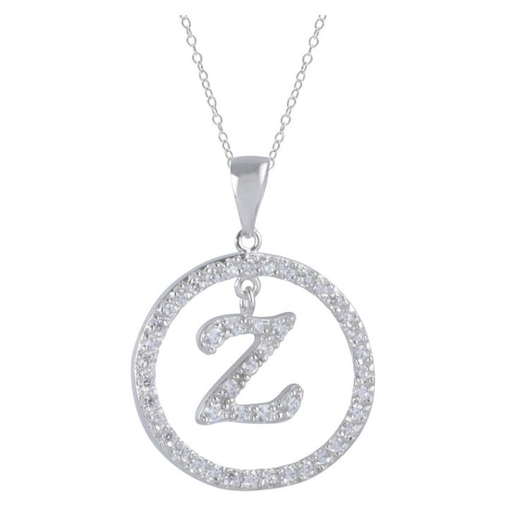 Journee Collection 2 2/5 Ct. T.w. Round-cut Cz Pave Set Initial Z Pendant Necklace In Sterling Silver - Silver (18), Girl's,