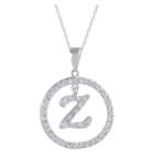 Journee Collection 2 2/5 Ct. T.w. Round-cut Cz Pave Set Initial Z Pendant Necklace In Sterling Silver - Silver (18), Girl's,