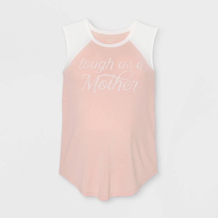 Maternity Sleeveless Tough As A Mother Baseball Graphic T-shirt - Isabel Maternity By Ingrid & Isabel Pink