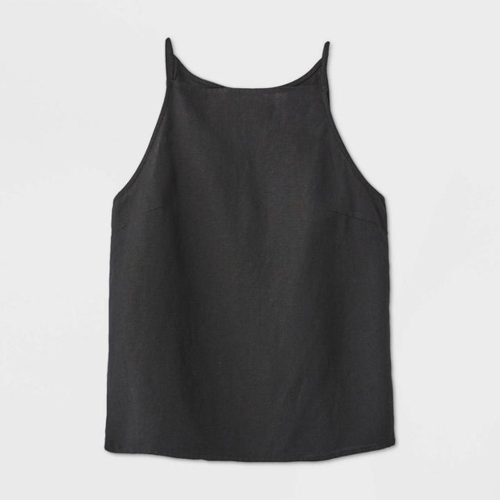 Women's Linen Cami - A New Day Black L, Women's,
