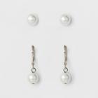 Women's Pearl Stud And Drop Duo Earring Set - A New Day