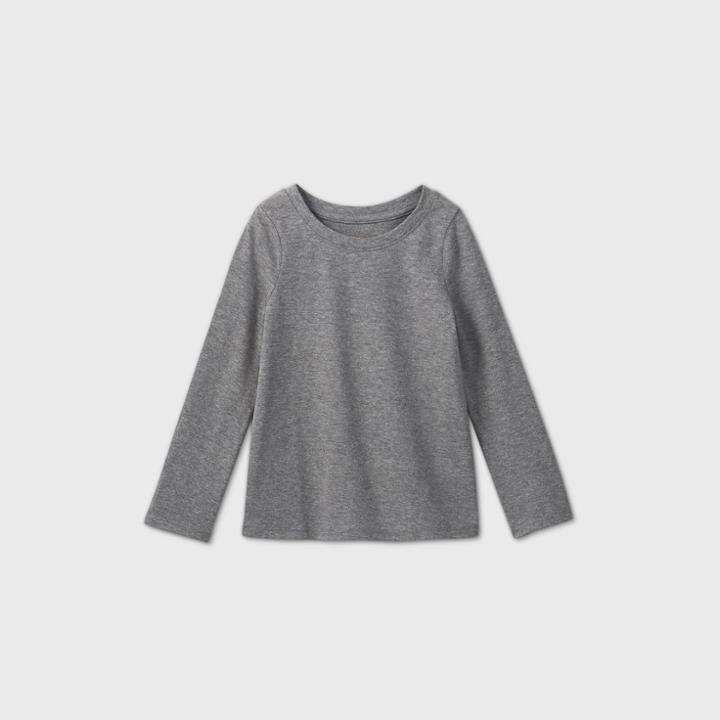 Toddler Girls' Long Sleeve Solid T-shirt - Cat & Jack Gray