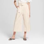 Women's Striped Wide Leg Paperbag Crop Pants - Who What Wear Tan/white M, Tan/white