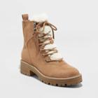Women's Tessie Microsuede Sherpa Lace-up Fashion Boots - Universal Thread Tan