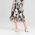Women's Palm Print Tie Front Midi Skirt - Who What Wear Black/white 2, Black/white Palm Print