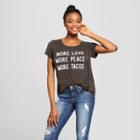 Women's More Love More Peace More Tacos Ladder Back Mineral Wash Short Sleeve T-shirt - Grayson Threads (juniors') - Black