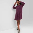 Women's Mineral Wash Long Sleeve Sweatshirt Dress - Wild Fable Purple