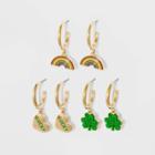 No Brand St. Patrick's Day Charm Hoop Trio Earring