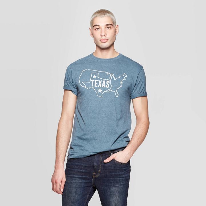 Men's Short Sleeve Crewneck Texas Graphic T-shirt - Awake Navy