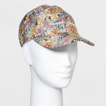 Women's Floral Print Aretha Franklin Baseball Hat - Yellow