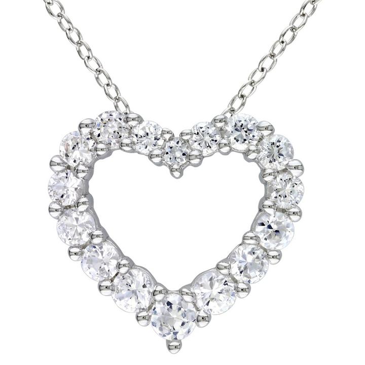 Allura 1 5/8 Ct. T.w. Simulated White Sapphire Heart Shaped Pendant In Sterling Silver
