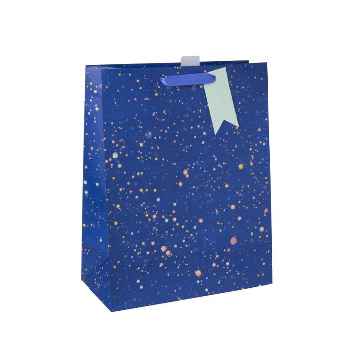 Spritz Large Foil Splattered Cub Bag With Tag Navy -