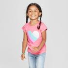 Toddler Girls' Short Sleeve Heart T-shirt - Cat & Jack Pink Carnation