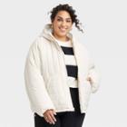 Women's Plus Size Travel Puffer Jacket - A New Day White