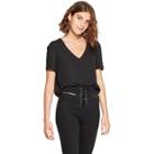 Women's Short Sleeve V-neck Blouse - 3hearts (juniors') Black