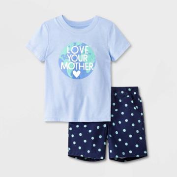 Toddler Boys' 2pc 'love Your Mother' Knit Short Sleeve T-shirt And Woven Shorts Set - Cat & Jack Blue