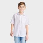 Boys' Seersucker Woven Short Sleeve Button-down Shirt - Art Class White