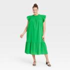 Women's Plus Size Flutter Short Sleeve Shift Dress - Who What Wear Green