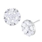 Distributed By Target Sterling Silver Cubic Zirconia Flower Stud Earrings - Silver/clear, Infant Girl's,