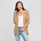Women's Long Sleeve Pointelle Open Cardigan - Knox Rose Tan