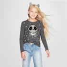 Disney Girls' The Nightmare Before Christmas Jack Skellington Halloween Long Sleeve T-shirt - Charcoal Gray