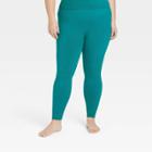 Women's Plus Size Rib Seamless High-rise Leggings - All In Motion Aqua Green
