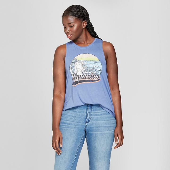 Women's Plus Size Aquarius Graphic Tank Top - Modern Lux (juniors') Blue
