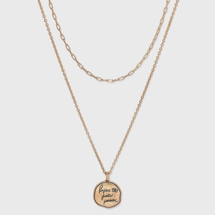 Bella Uno Bellissima Recycled Silver Plated Purpose Fuels Passion Necklace - Gold