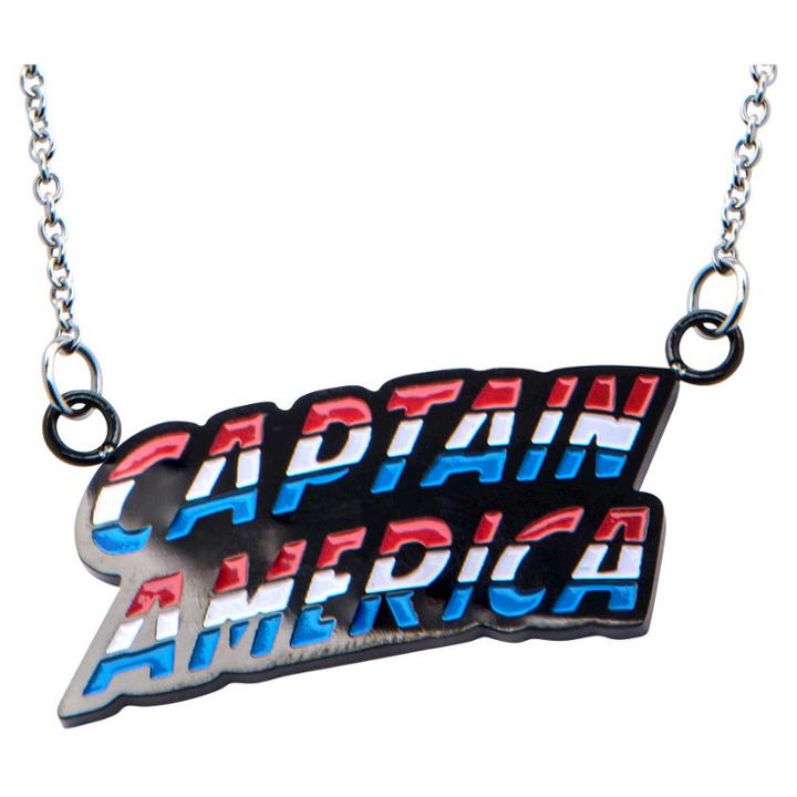Women's Marvel Captain America Lettering Stainless Steel Pendant With Chain (18),