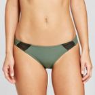 Women's Mesh Inset Hipster Bikini Bottom - Xhilaration Olive