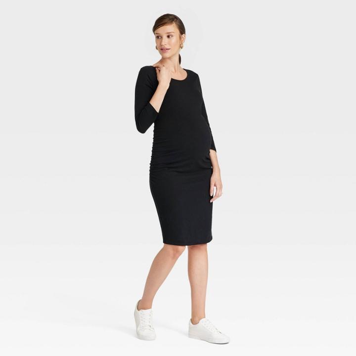 3/4 Sleeve Essential T-shirt Maternity Dress - Isabel Maternity By Ingrid & Isabel Black