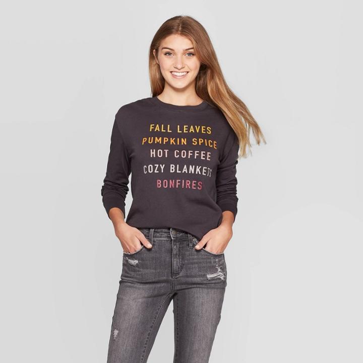 Fifth Sun Women's Fall Favorites Long Sleeve T-shirt (juniors') - Black